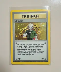 ⚡Lt. Surge Trainer Holo Pokemon Card! 17/132 1st Edition Gym Heroes! - Image 1