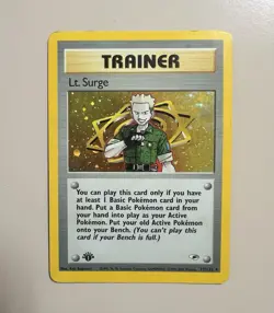 ⚡Lt. Surge Trainer Holo Pokemon Card! 17/132 1st Edition Gym Heroes! - Image 2