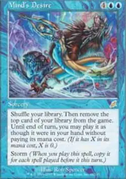 Heavy Play, English MTG Regular Mind's Desire Scourge Magic the Gathering - Image 1