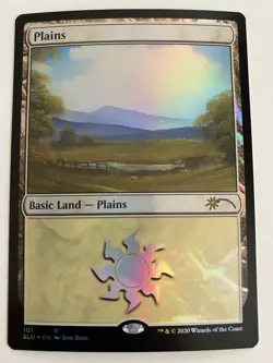1x PLAINS (101) SECRET LAIR Happy Little Gathering *FOIL* Bob Ross MT/NM MTG - Image 1