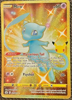 Mew 25th Anniversary Pokemon Card - Holo Rare - Lightly Played with Sleeve - Image 1