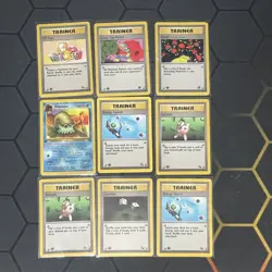 Pokemon Card Lot Base Set 1st Edition 9 Card Lot Omanyte Trainers - Image 4