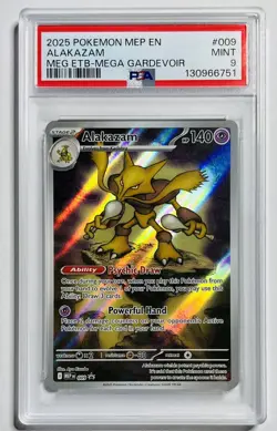 FIRST GRADED Pokemon PSA 9 MINT ALAKAZAM 009 ETB PROMO Mega Evolution English - Image 1