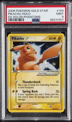 2006 POKEMON EX HOLON PHANTOMS GOLD STAR #104 PIKACHU-HOLO PSA 9 - Image 1