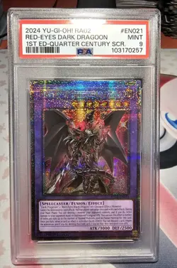 Yugioh PSA 9 Red-Eyes Dark Dragoon RA02-EN021 Quarter Century Rare - Image 1