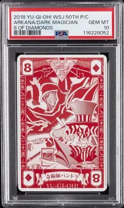 2018 YU-GI-OH! PLAYING CARDS 8 OF DIAMONDS ARKANA/DARK MAGICIAN PSA 10 - Image 1