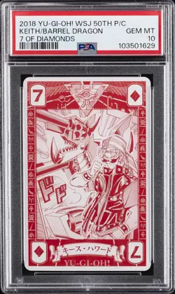 2018 YU-GI-OH! PLAYING CARDS 7 OF DIAMONDS BANDIT KEITH/BARREL DRAGON PSA 10 - Image 1