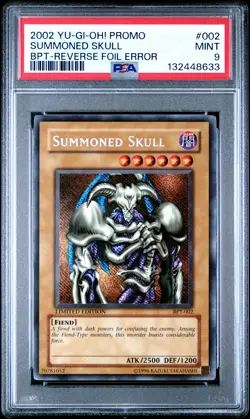 2002 YU-GI-OH! PROMO BPT-COLLECTOR'S TINS REVERSE FOIL ERR SUMMONED SKULL PSA 9 - Image 1