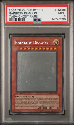 Rainbow Dragon Yugioh 2007 TAEV-EN006 Ghost Rare 1st Edition PSA 9 - Image 1