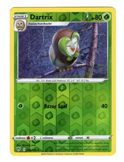 Pokemon TCG Dartrix SWSH Darkness Ablaze 012/189 Reverse Holo Uncommon Card NM - Image 1