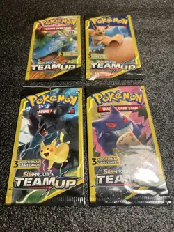 Team Up Dollar Store 3 Card Booster Packs Set Of 4 (Factory Sealed) Minty Packs - Image 1
