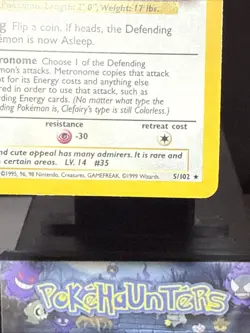 Pokemon Card Clefairy 5/102 Base Set Holo Holo Rare WOTC Played 2 - Image 4
