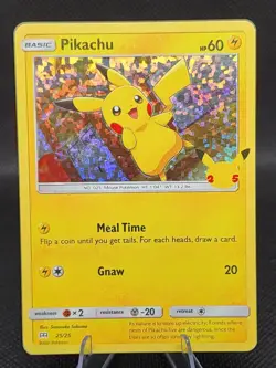 Pokemon Pikachu 25/25 HOLO Card 25th Anniversary Mcdonalds Promo 2021 NM - Image 1
