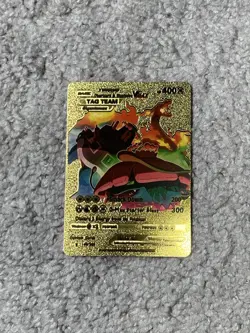 Pokemon Venusaur, Charizard & Blastoise VMax Tag Team Gold Foil Fan Art Card NM - Image 1