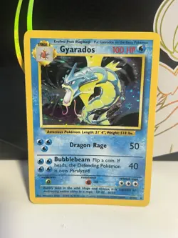 Pokemon Gyarados Holo Rare Base Set Unlimited 6/102 WOTC Vintage LP Card TCG Vtg - Image 1