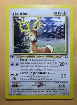 2000 Pokemon Neo Genesis Set ITALIAN 1st Edition Stantler 76/111 MP WOTC Card - Image 1