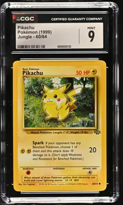 CGC 9 MINT Pikachu 1999 Jungle 60/64 Pokemon Card - Image 1