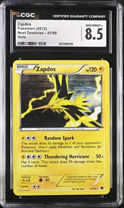 CGC 8.5 Zapdos 2012 Next Destinies 41/99 Holo Pokemon Card - Image 1