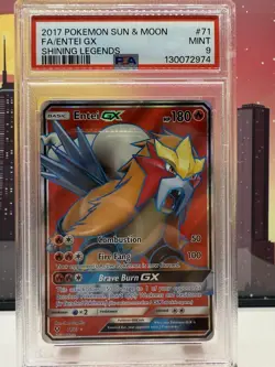 PSA 9 Entei GX Full Art SM Shining Legends 71/73 Pokemon Card - Image 1