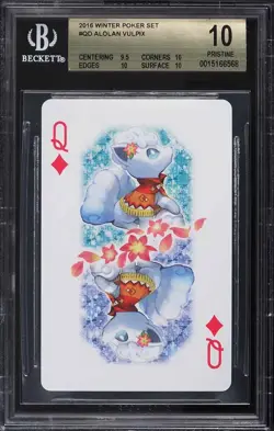 BGS 10 Alolan Vulpix Queen Of Diamonds Playing Card Poker Set 2016 Pokemon - Image 1