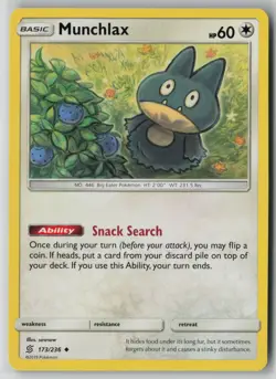 Munchlax 173/236 Pokemon Unified Minds Uncommon Near Mint Card (NM) 1 - Image 1