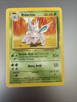 Pokemon TCG Nidorino Base Set 37/102 Regular Unlimited Uncommon NM Vintage Card - Image 1