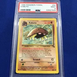 PSA 9 1999 POKEMON FOSSIL #50 KABUTO MINT 1ST EDITION - Image 1