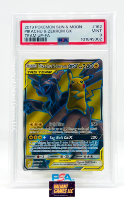Pokemon Pikachu & Zekrom Full Art PSA 9 #162 Team Up Set - Image 1