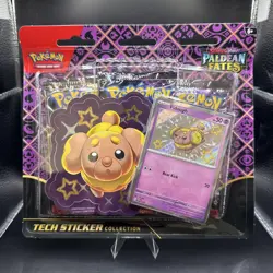 Pokemon TCG Paldean Fates Tech Sticker Collection Fidough Promo, 3 Pack - Image 1