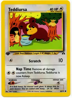 Pokemon - 1st Edition Neo Discovery Teddiursa 65/75 NM - Image 1