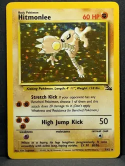 Pokemon TCG Hitmonlee 7/62 Holo Rare Unlimited Fossil LP - Image 1