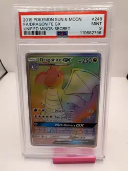 2019 POKEMON SUN & MOON UNIFIED MINDS DRAGONITE GX SECRET 248 FULL ART - PSA 9 - Image 1
