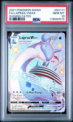 2021 POKEMON SWORD & SHIELD SHINING FATES SV111 LAPRAS VMAX SHINING FATES PSA 10 - Image 1