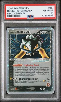 2005 Pokemon EX Rocket's Raikou EX Holo Deoxys #108 PSA 10 Gem Mint - Image 1