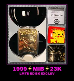 VTG 1999 23K Gold MIB Pikachu #25 Pokemon trading card Burger King LMTD ED COA - Image 1