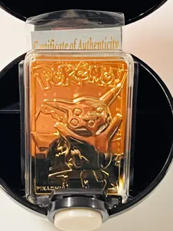 VTG 1999 23K Gold MIB Pikachu #25 Pokemon trading card Burger King LMTD ED COA - Image 3