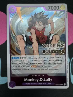 Monkey D. Luffy OP03-070 Judge Pack Promo Card Foil One Piece - Image 1