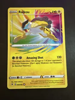 Raikou Amazing Rare Pokemon TCG Holo Card Sword & Shield Vivid Voltage 50/185 NM - Image 1