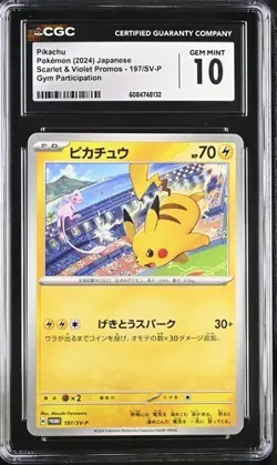 CGC 10 Pikachu 197/SV-P Promo Scarlet & Violet Gym Participation Pokemon Card - Image 1