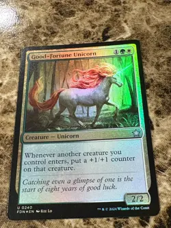 GOOD-FORTUNE UNICORN Magic MTG Foundations Foil - Image 1