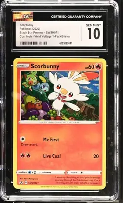 Pokemon CGC 10 Scorbunny SWSH071 Cosmos Holo Black Star Promo Blister Gem Mint - Image 1