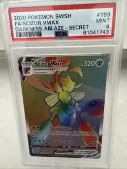 Pokemon Scizor VMax #193/189 Darkness Ablaze Secret Rare Rainbow PSA MINT 9 - Image 2