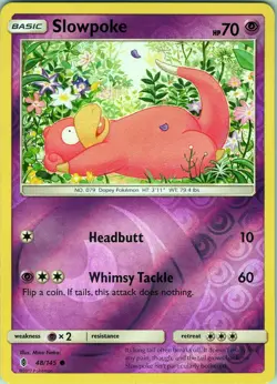 Slowpoke 48/145 Common - Pokemon TCG SM: Guardians Rising - Reverse Holo (NM) - Image 1