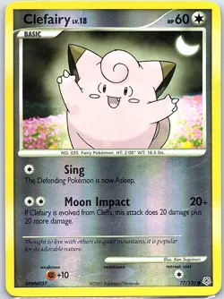 Clefairy 77/130 Reverse Holo Diamond and Pearl - Pokemon Card - NM - Image 1