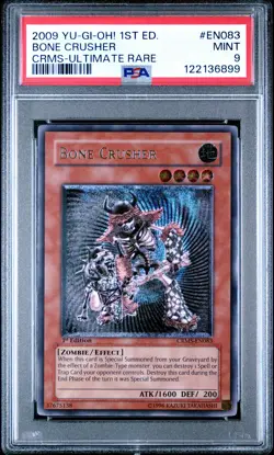 2009 YU-GI-OH! CRMS-CRIMSON CRISIS 1ST ED-ULTIMATE RARE BONE CRUSHER PSA 9 - Image 1