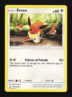 Eevee 105/156 LP Ultra Prism English Pokemon Card TCG - Image 1