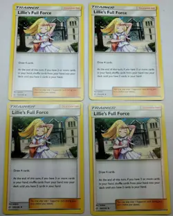 4x Lillie's Full Force 196/236 Trainer Card Cosmic Eclipse Sun & Moon - Image 1