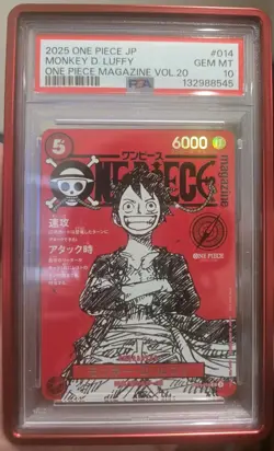 PSA 10 One Piece Card Magazine Vol.20 Monkey D. Luffy Promo ST12-014 PSL - Image 1