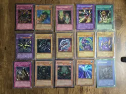 Vintage YuGiOh Cards, Holographic Card Lot, Blue Eyes, Dark Magician & More - Image 1