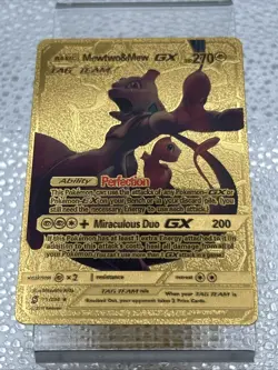 Mewtwo & Mew GX - Tag Team - Gold Foil Pokemon Card Fan Art Card - Image 1